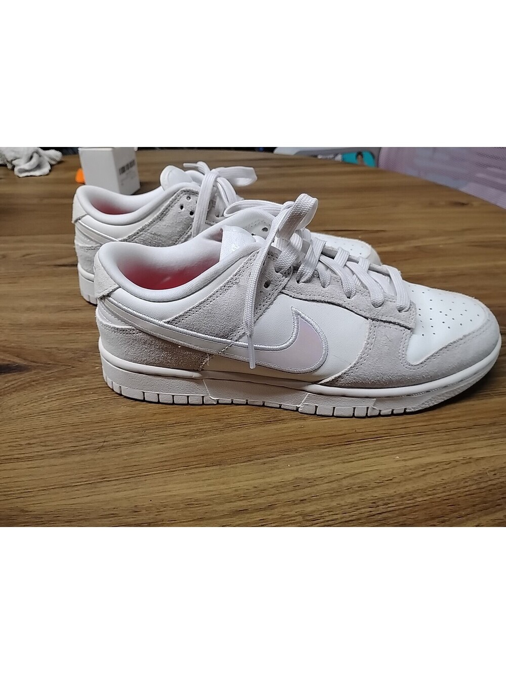 Nike Dunk Low Iridescent Swoosh Sail Sneaker HF5074-133 Women Size 9